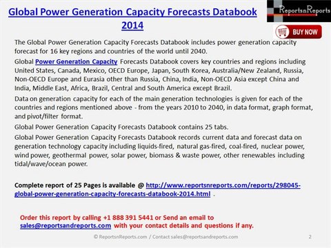 Worldwide Power Generation Capacity Industry Growth and Opportunities