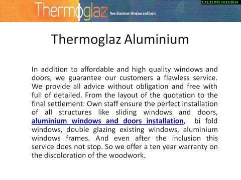 Aluminium Installation of Windows and Doors