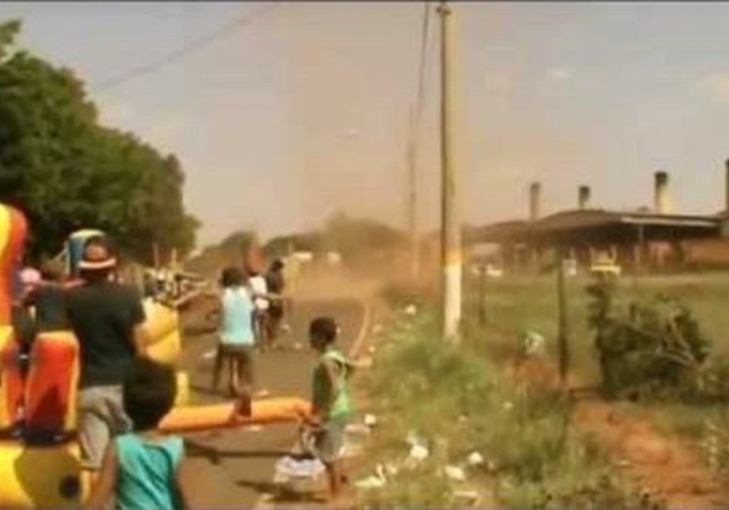 Wild Gust Blows Away 9-Year-Old Boy in an Inflatable Slide