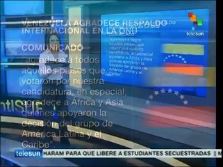 Venezuela agradece el apoyo mundial por su respaldo ante la ONU