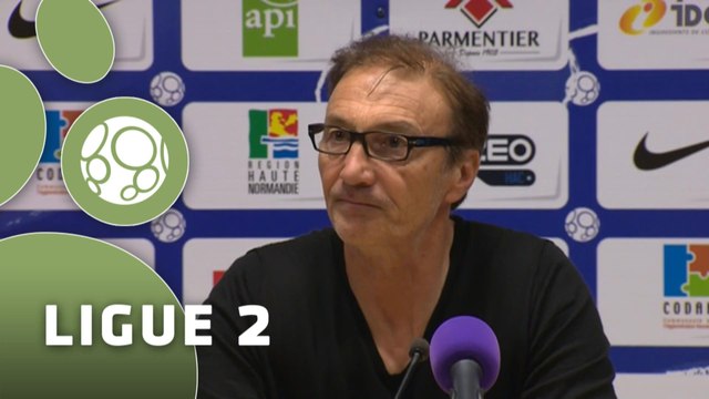 Conférence de presse Havre AC - Angers SCO (1-0) : Erick MOMBAERTS (HAC) - Stéphane MOULIN (SCO) - 2014/2015