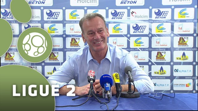 Conférence de presse US Créteil-Lusitanos - ESTAC Troyes (1-1) : Philippe HINSCHBERGER (USCL) - Jean-Marc FURLAN (ESTAC) - 2014/2015