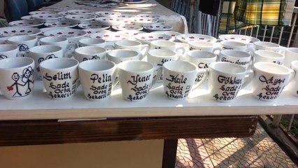 Fincan ve Tabak Yazıları Kaligraf Hamza Gönül