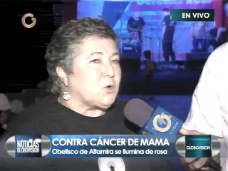 Obelisco de Altamira se iluminó de rosado por la lucha contra el cáncer de mama