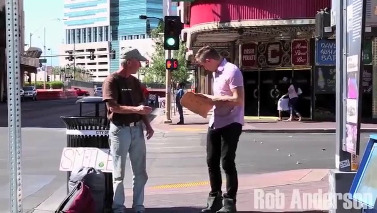 Willie Evangelista - Magician Rips Up Homeless Mans Sign!