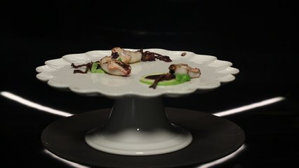 Encornets farcis aux aubergines pomme verte et réduction de vin rouge par Pierre Augé (#DPDC)