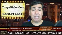 Kentucky Wildcats vs. Mississippi St Bulldogs Free Pick Prediction NCAA College Football Updated Odds Preview 10-25-2014