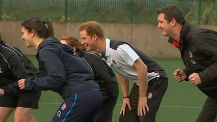 Prince Harry is a rugby trainer for the day
