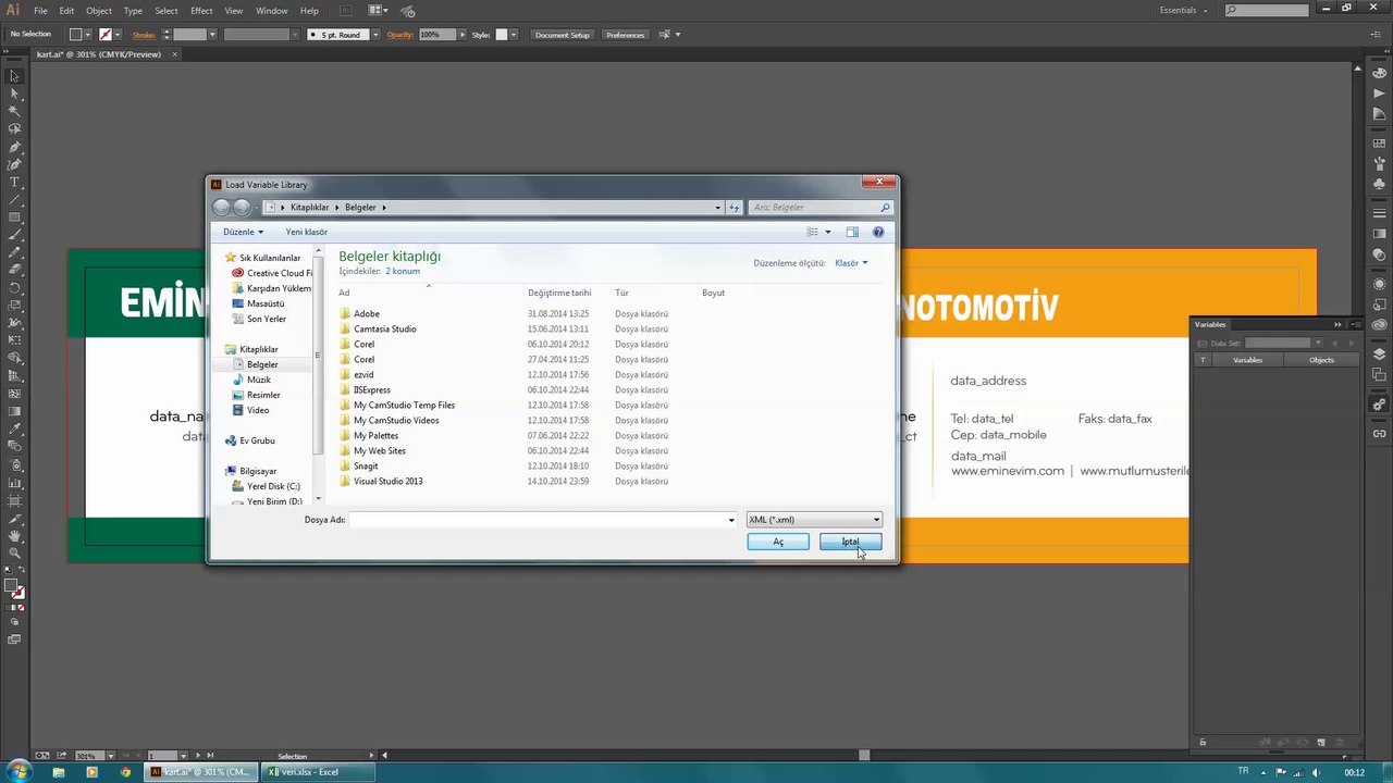 Adobe Illustrator CC - Variables / XML'den Veri Çekmek