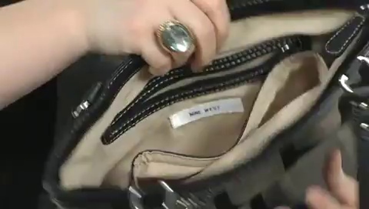 Nine West Vegas Signs Medium Shopper Black/Natural/Black - Robecart.com Free Shipping BOTH Ways