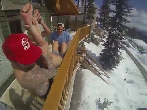 Drop drunk guy from balcony. Worst friends ever!