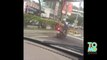 Dog riding scooter - Video shows terrified dog perched precariously on the back of scooter..
