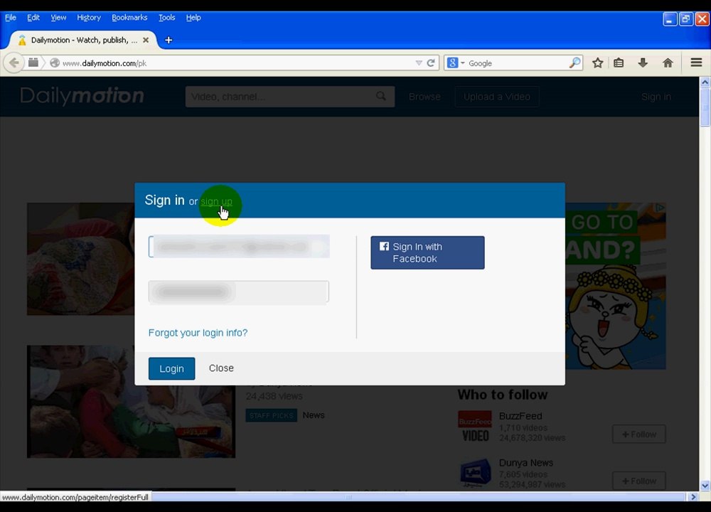 Free account on dailmotion