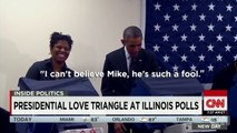 Un homme jaloux dit à Obama de ne pas toucher sa copine pendant qu'ils votent!
