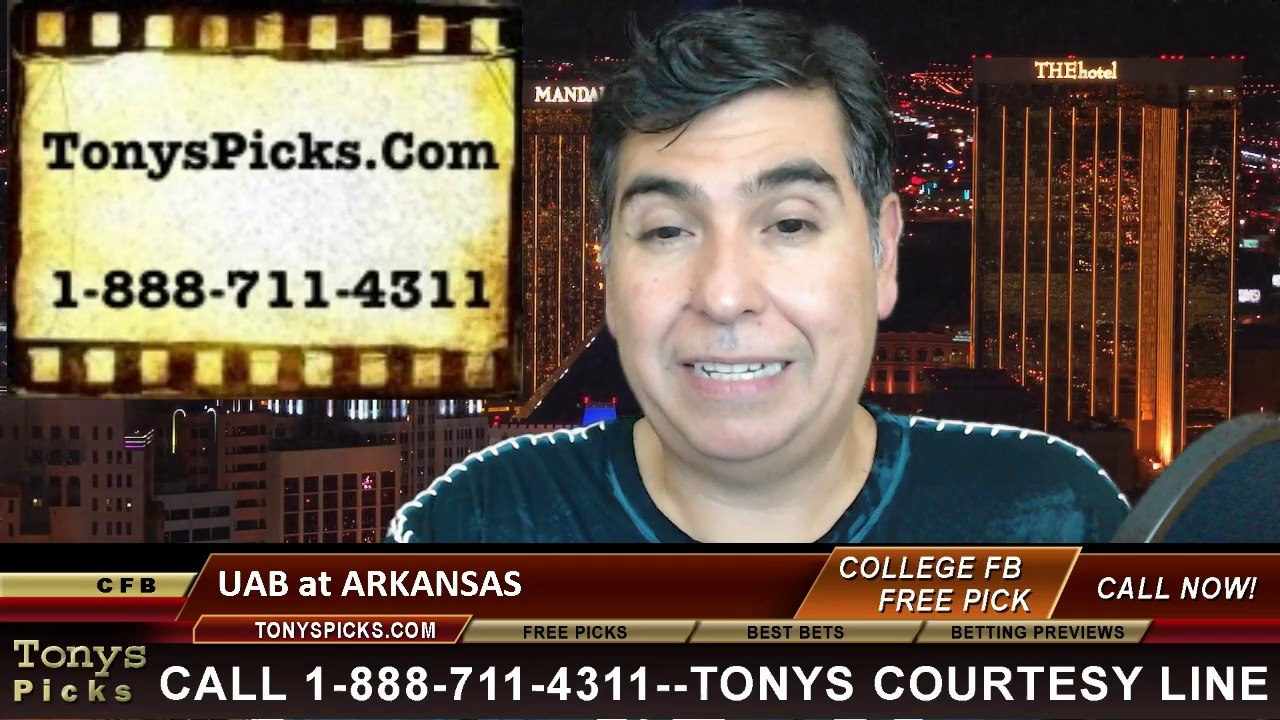 Arkansas Razorbacks vs. UAB Blazers Free Pick Prediction NCAA College Football Updated Odds Preview 10-25-2014