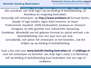 Kleding bedrijfskleding bedrukken Nootdorp