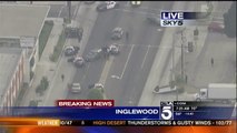 Southern California Police Chase Stolen Black Jaguar Roll-Over Crashes (KTLA)