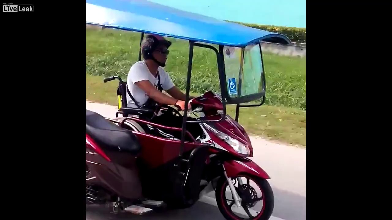 Disabled guy has a unique vehicle