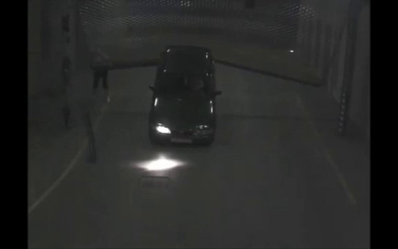 Terrible driver tries to smash through a gate & suffers the consequences!
