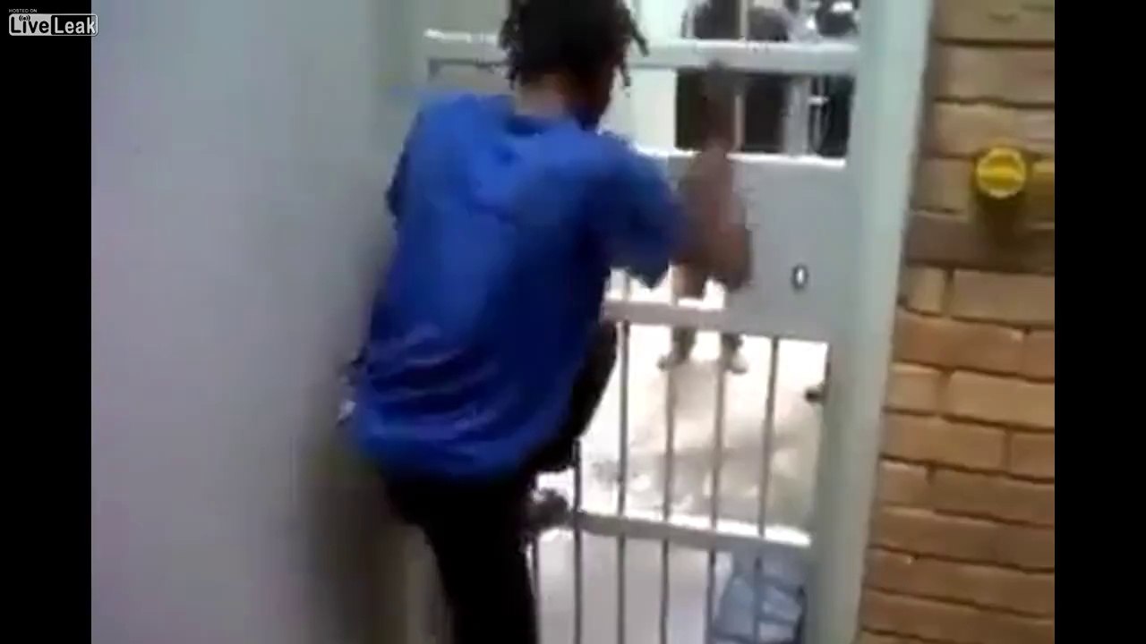 Guy can get through jail cell door with ease..
