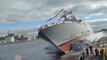 Launching Of Detroit Littoral Combat Ship is just crazy!
