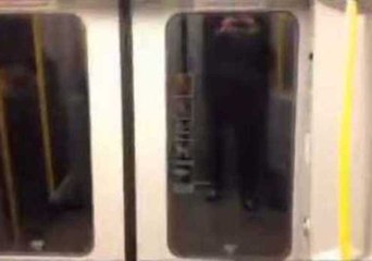 Energetic Man Races the Underground Train in Stockholm