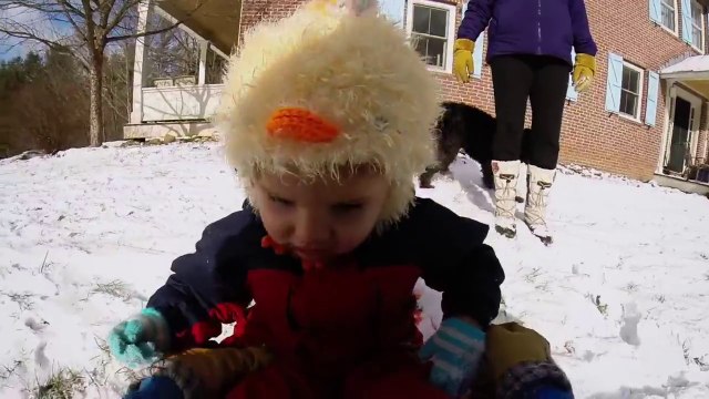 2 petites filles jouent dans la neige pour la première fois de leur vie!