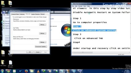 How to disable automatic restart on system failure in windows