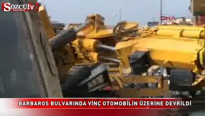 Download Video: Barbaros Bulvarı'nda otomobilin üzerine vinç devrildi!f