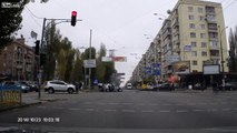 Speeding Red Light Runner Nearly Takes Out Pedestrians