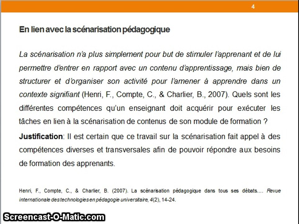 Questions sur la scenarisation