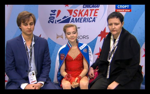 Elena Radionova Kiss & Cry after Skate America 2014 SP