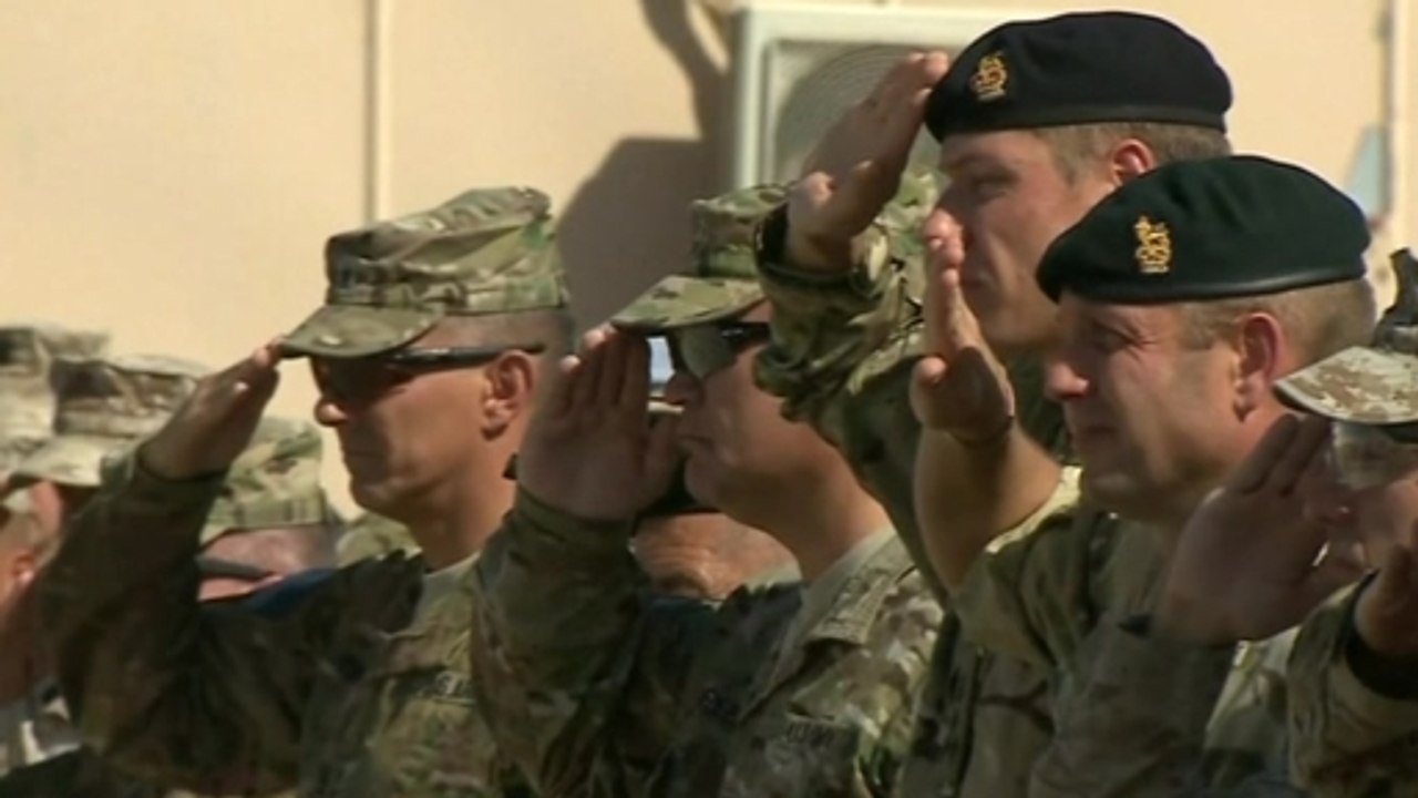 British, U.S. troops mark withdrawal from Helmand province
