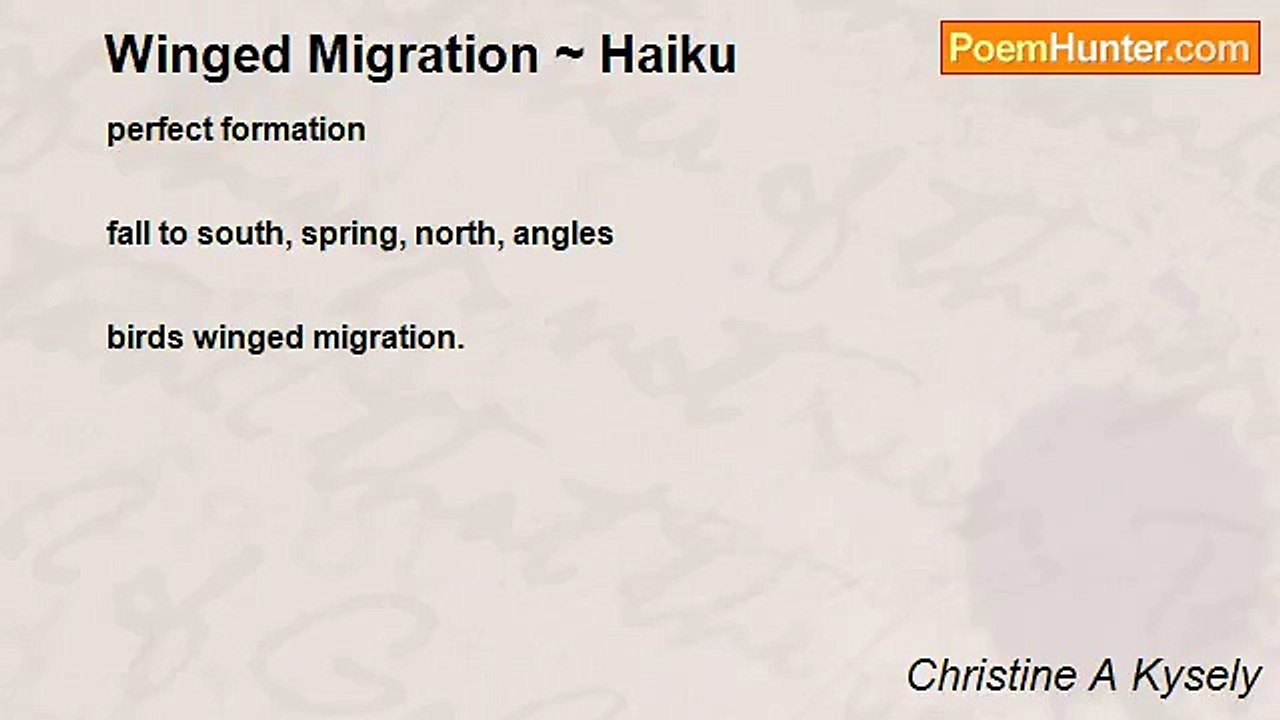 Christine A Kysely - Winged Migration ~ Haiku