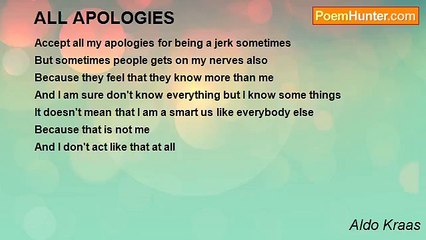 Aldo Kraas - ALL APOLOGIES