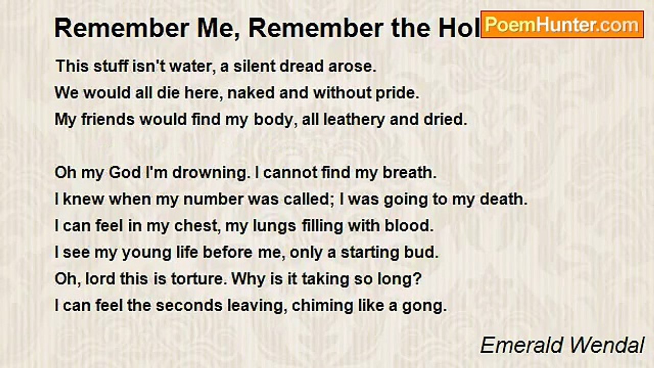 Emerald Wendal - Remember Me, Remember the Holocaust