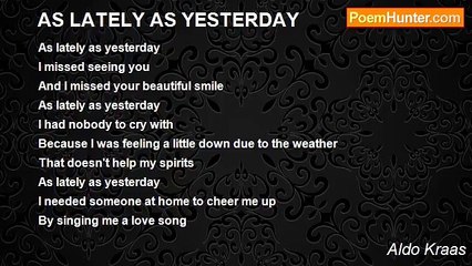 Aldo Kraas - AS LATELY AS YESTERDAY