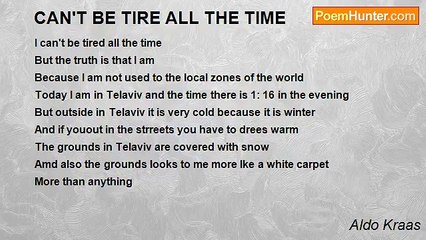 Aldo Kraas - CAN'T BE TIRE ALL THE TIME