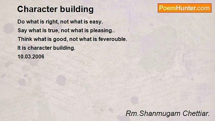 Rm.Shanmugam Chettiar. - Character building