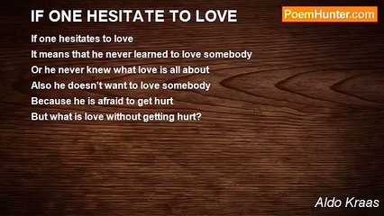 Aldo Kraas - IF ONE HESITATE TO LOVE