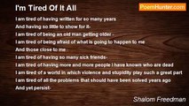 Shalom Freedman - I'm Tired Of It All