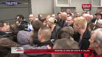 Marine Le Pen en visite à Calais