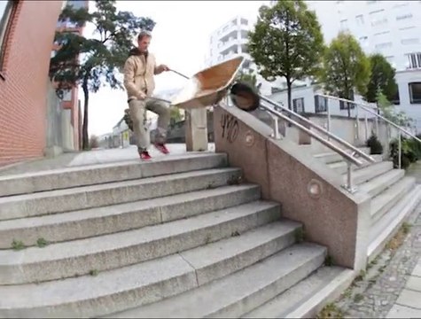 Rider using wheel barrow to do skateboard tricks is hilariously absurd!