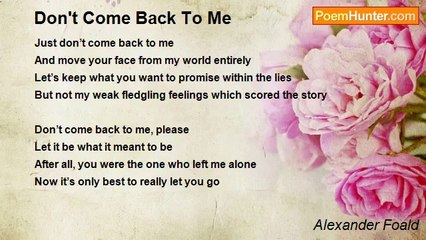 Alexander Foald - Don't Come Back To Me