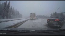 So violent carcrash on icy road! Slow Down if You Can't See