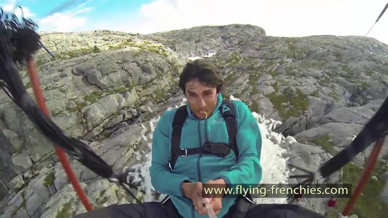 OFFICIAL  The Flying Frenchies catapult to base jump, angry bird style