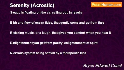 Bryce Edward Coast - Serenity (Acrostic)