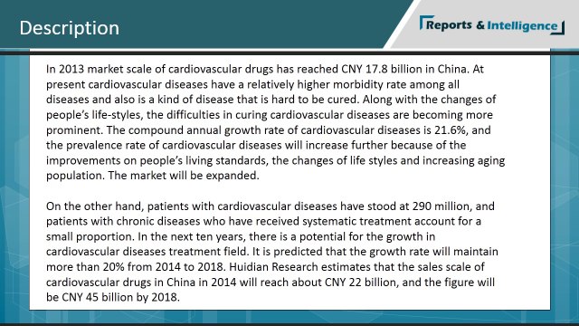 R&I: China Cardiovascular Drugs Market - Size, Share, Global Trends, Company Profiles, Demand, Insights, Analysis, Research, Report, Opportunities, Segmentation and Forecast, 2014- 2018