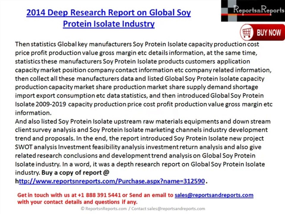 2014 Deep Research Report on Global Soy Protein Isolate Industry