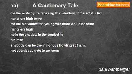 paul bamberger - aa)          A Cautionary Tale